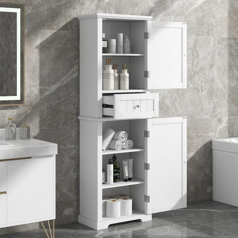 Meuble de Rangement de Salle de Bain avec Tiroir et Étagère Réglable