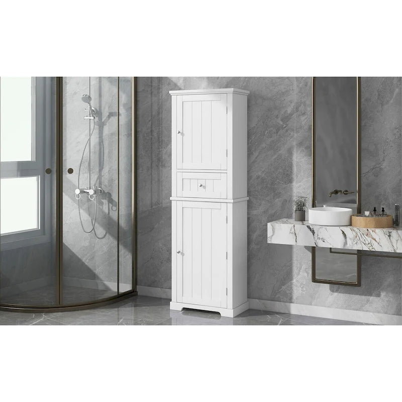 Meuble de Rangement de Salle de Bain avec Tiroir et Étagère Réglable