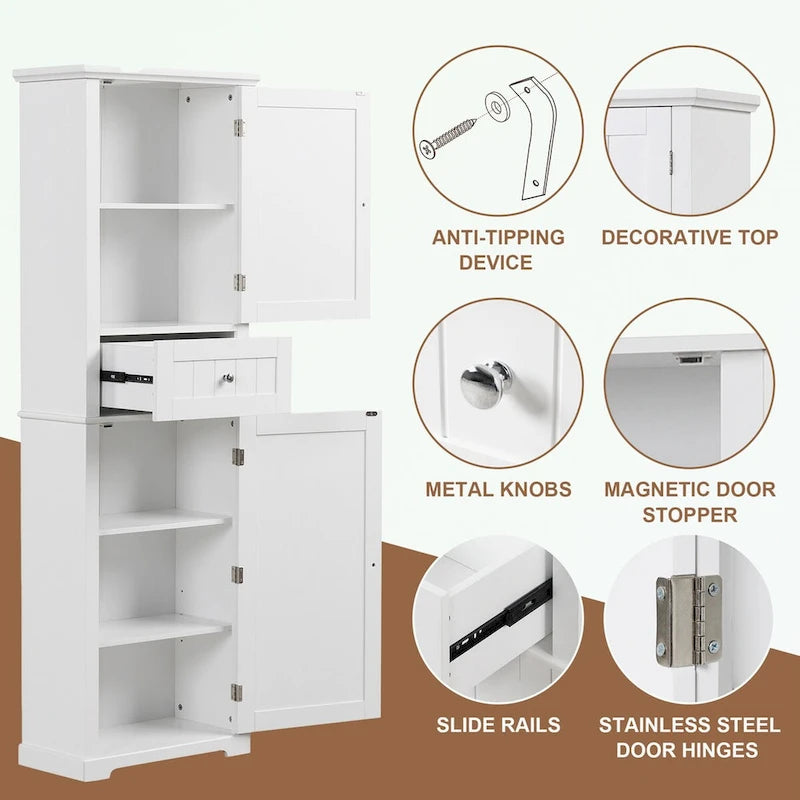 Meuble de Rangement de Salle de Bain avec Tiroir et Étagère Réglable