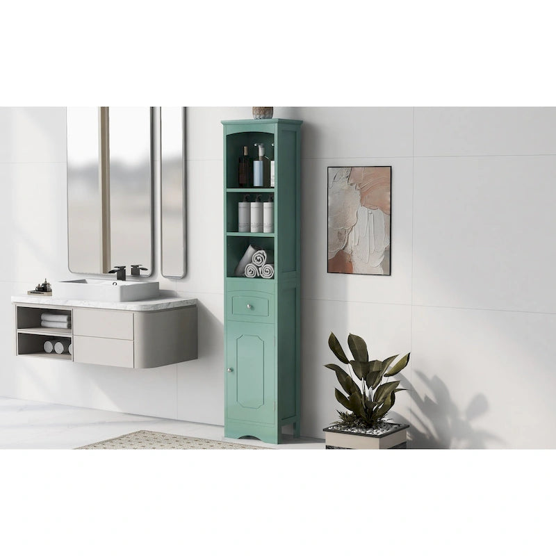 Meuble de salle de bain haut, meuble de rangement autonome avec tiroir, panneau MDF, étagère réglable
