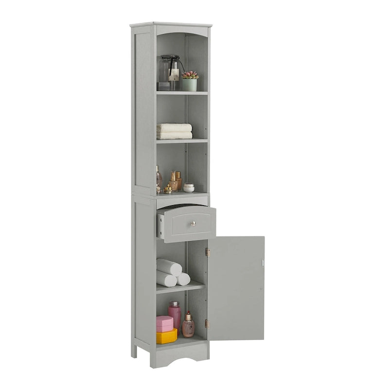 Meuble de salle de bain haut, meuble de rangement autonome avec tiroir, panneau MDF, étagère réglable