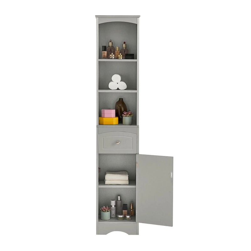 Meuble de salle de bain haut, meuble de rangement autonome avec tiroir, panneau MDF, étagère réglable