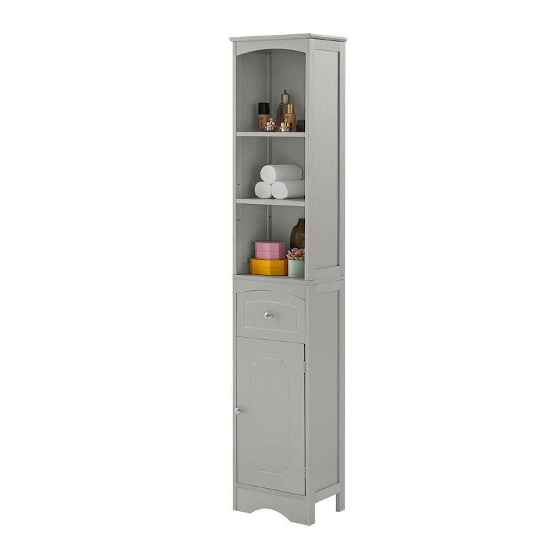 Meuble de salle de bain haut, meuble de rangement autonome avec tiroir, panneau MDF, étagère réglable