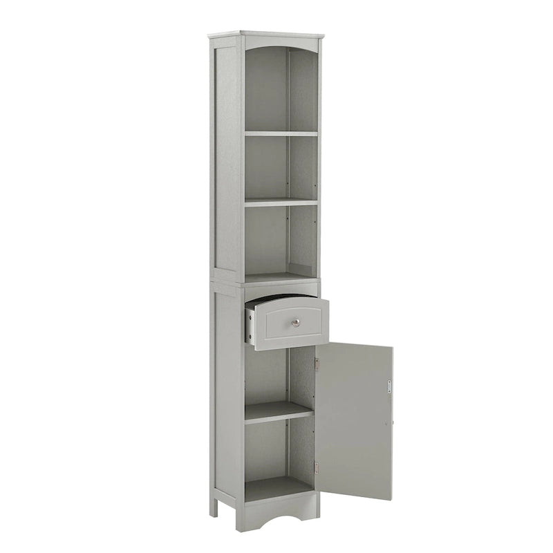 Meuble de salle de bain haut, meuble de rangement autonome avec tiroir, panneau MDF, étagère réglable