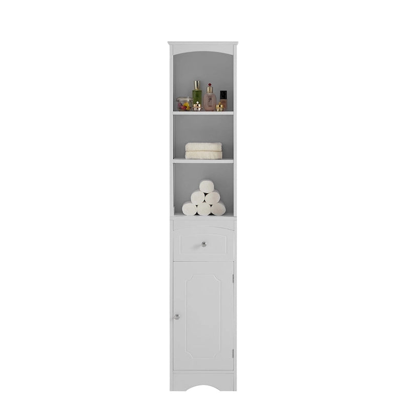 Meuble de salle de bain haut, meuble de rangement autonome avec tiroir, panneau MDF, étagère réglable