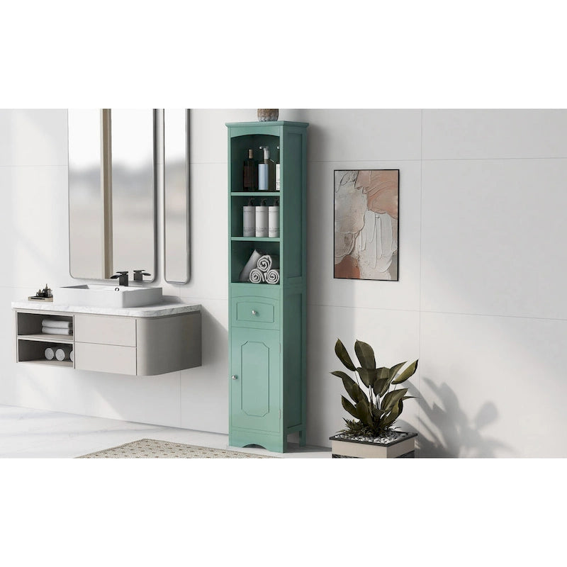 Meuble de salle de bain haut, meuble de rangement autonome avec tiroir, panneau MDF, étagère réglable