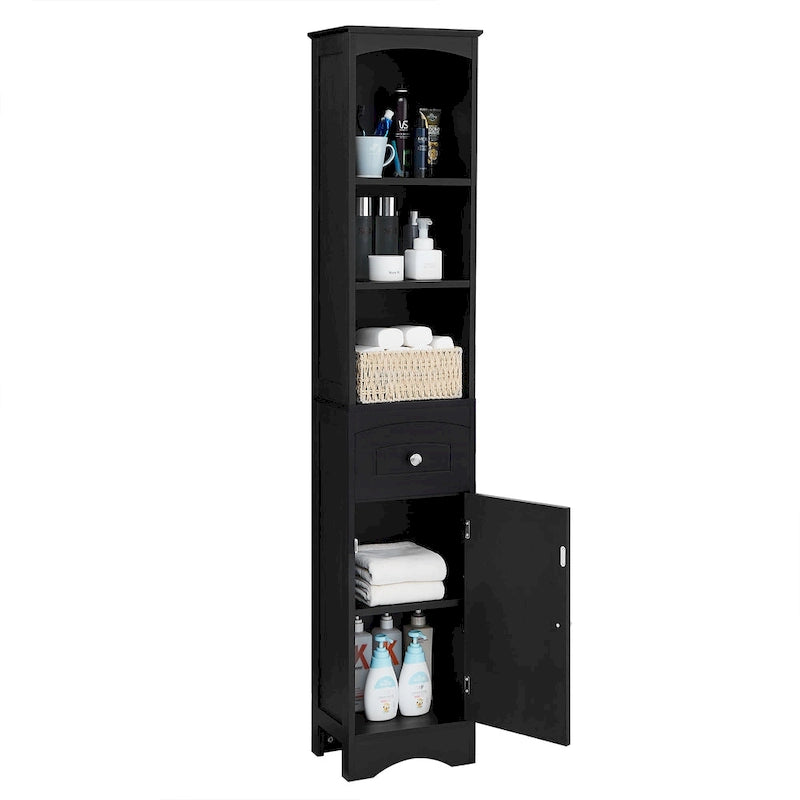 Meuble de salle de bain haut, meuble de rangement autonome avec tiroir, panneau MDF, étagère réglable