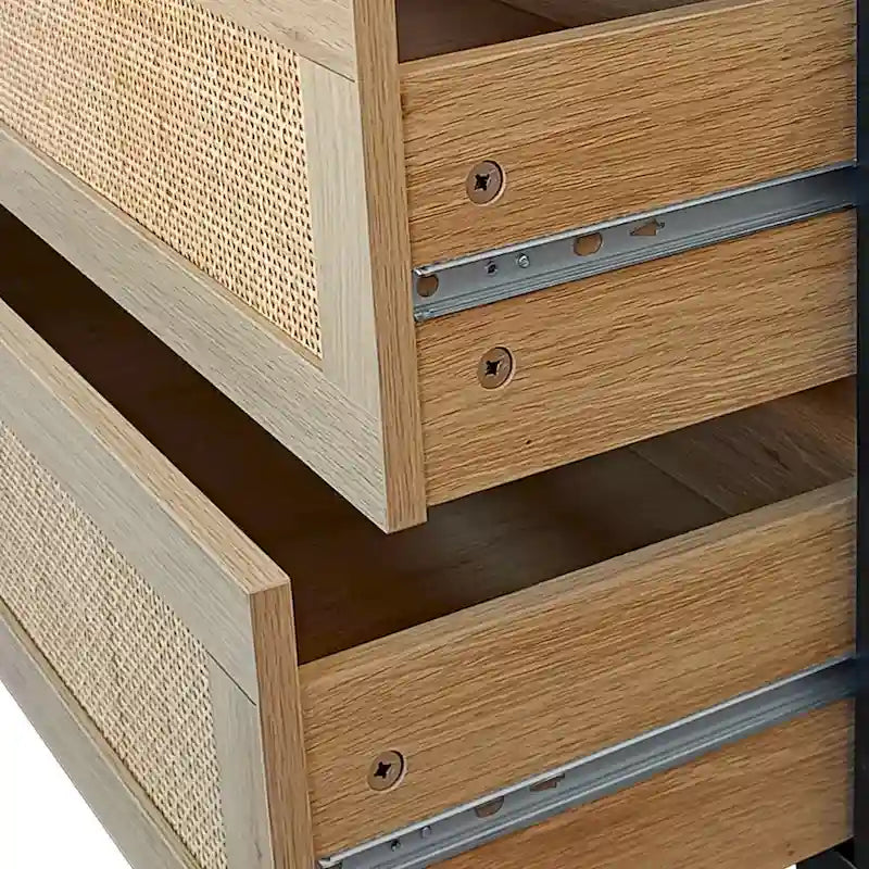 Meuble de rangement 6 tiroirs en rotin