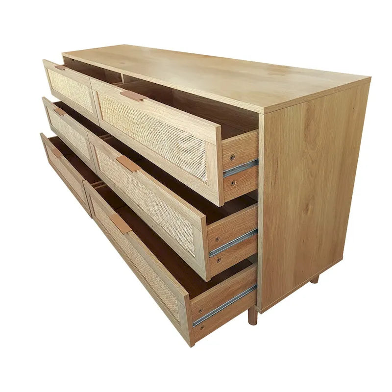 Meuble de rangement 6 tiroirs en rotin