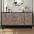 Buffet Vaisselier avec Pieds en Bois Massif 60 Cabinet avec 4 Portes Diamant à Motif Convexe et 2 Étagères
