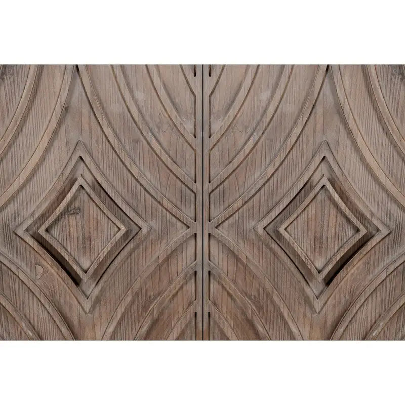 Buffet Vaisselier avec Pieds en Bois Massif 60 Cabinet avec 4 Portes Diamant à Motif Convexe et 2 Étagères