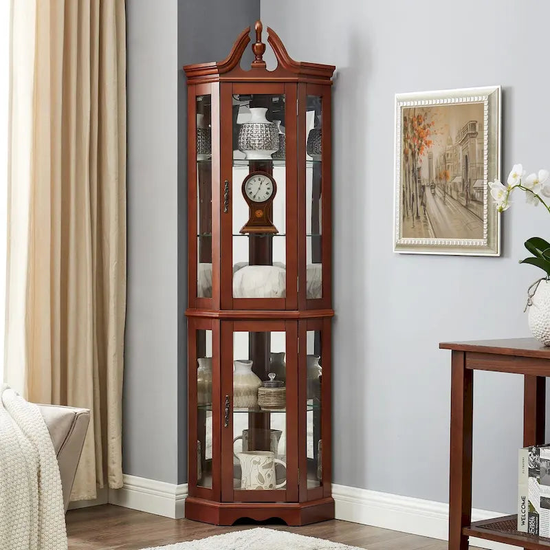 Vitrine d'angle Curio avec lumières (ampoule E26 non incluse)