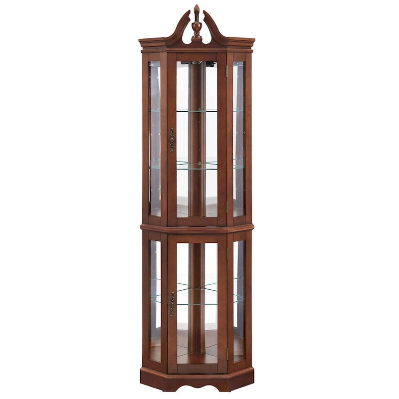 Vitrine d'angle Curio avec lumières (ampoule E26 non incluse)