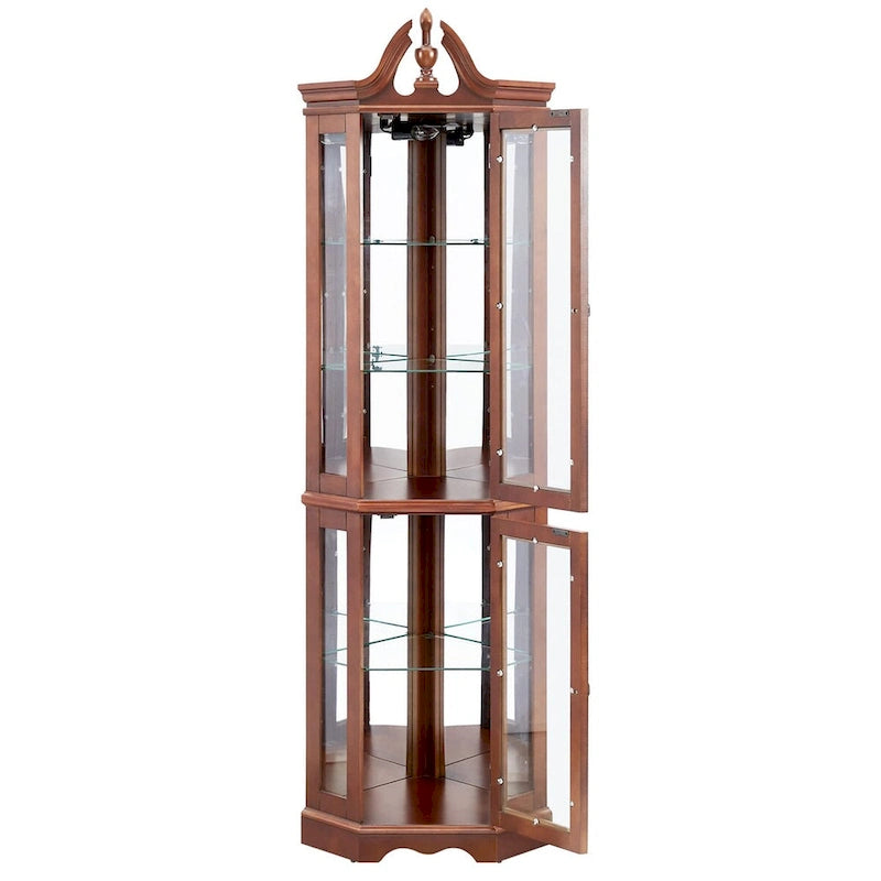 Vitrine d'angle Curio avec lumières (ampoule E26 non incluse)