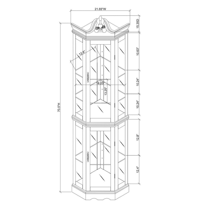 Vitrine d'angle Curio avec lumières (ampoule E26 non incluse)