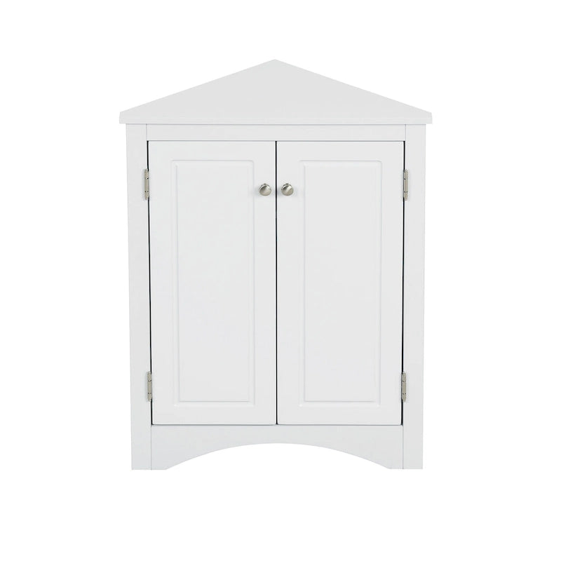 Meuble de rangement d'angle pour salle de bain avec étagères réglables