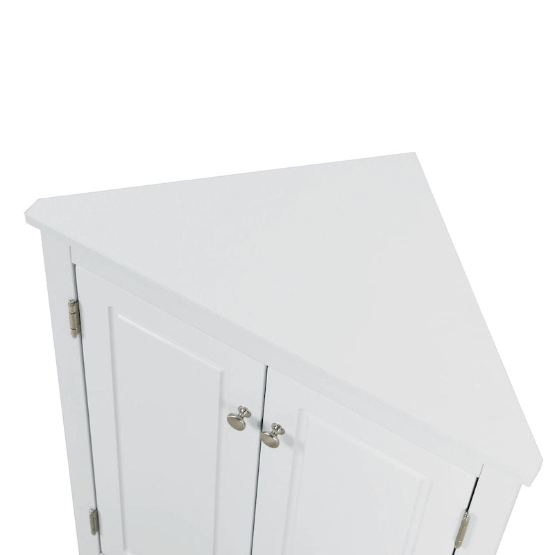 Meuble de rangement d'angle pour salle de bain avec étagères réglables