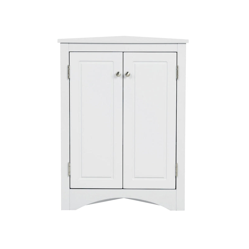 Meuble de rangement d'angle pour salle de bain avec étagères réglables