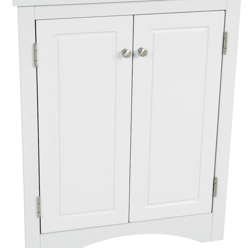Meuble de rangement d'angle pour salle de bain avec étagères réglables