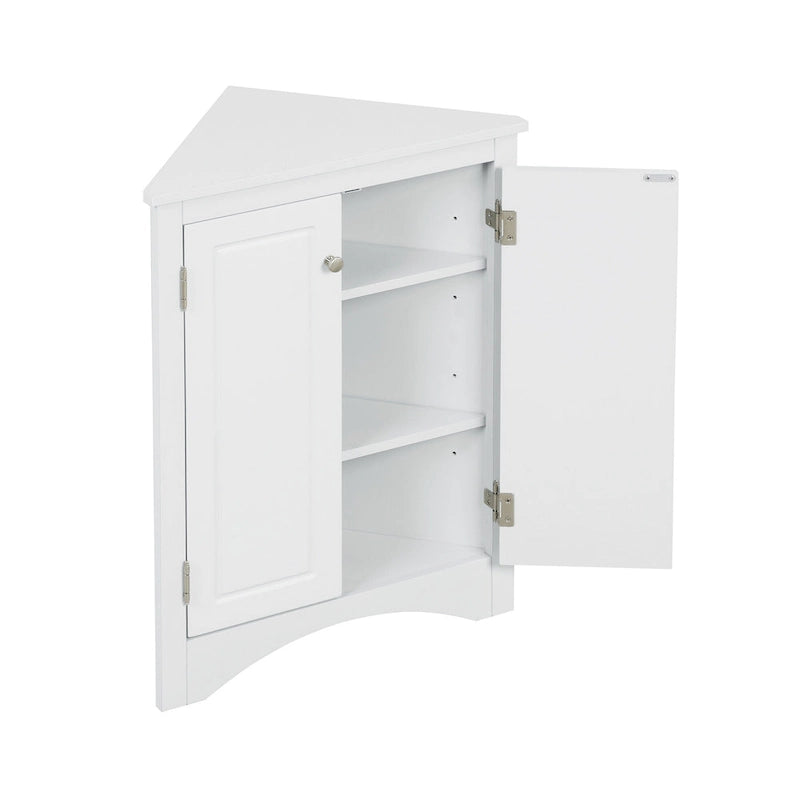 Meuble de rangement d'angle pour salle de bain avec étagères réglables