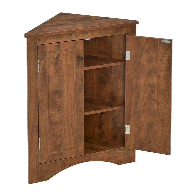 Meuble de rangement d'angle pour salle de bain avec étagères réglables