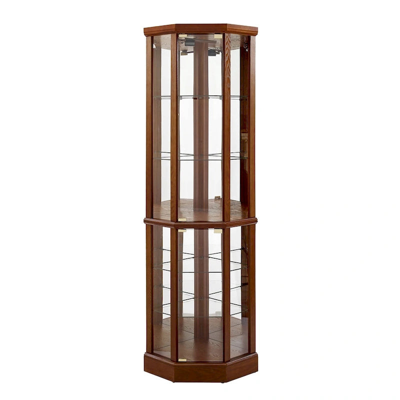 Vitrine d'angle éclairée à 6 étagères (ampoule E26 non incluse)