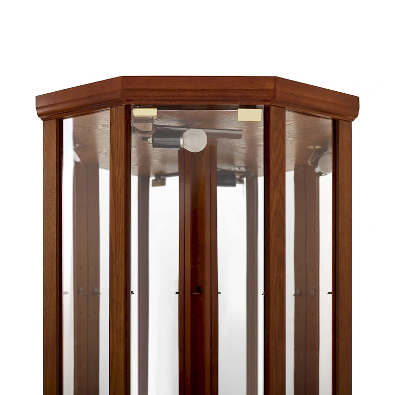 Vitrine d'angle éclairée à 6 étagères (ampoule E26 non incluse)
