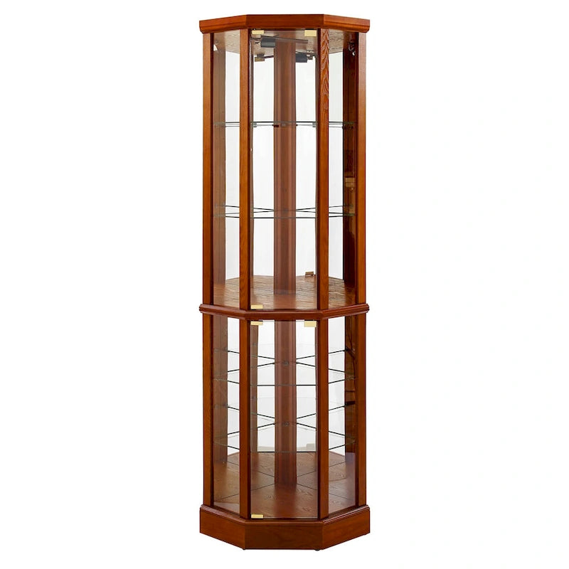 Vitrine d'angle éclairée à 6 étagères (ampoule E26 non incluse)
